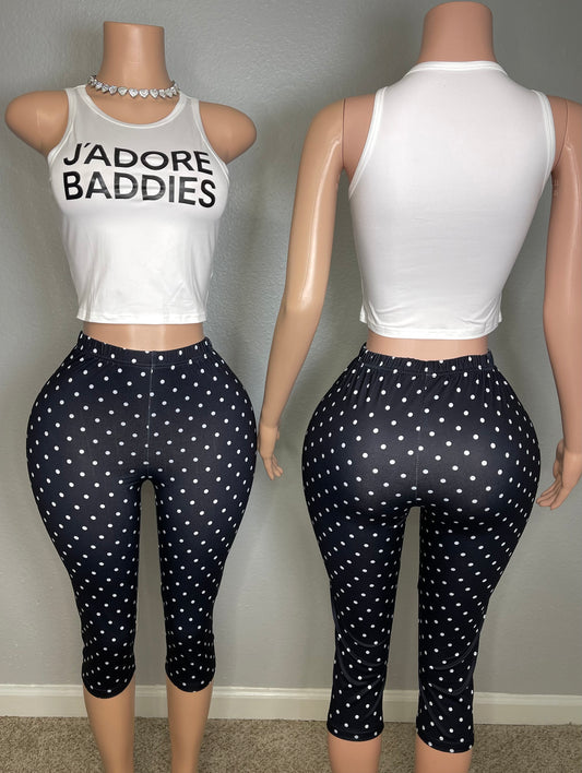 Poka Dot Capri Set🖤🤍